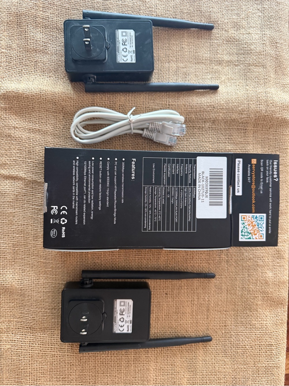 Aervy Black (set of 2)  Wi-Fi Range Extenders with Dual Antennas